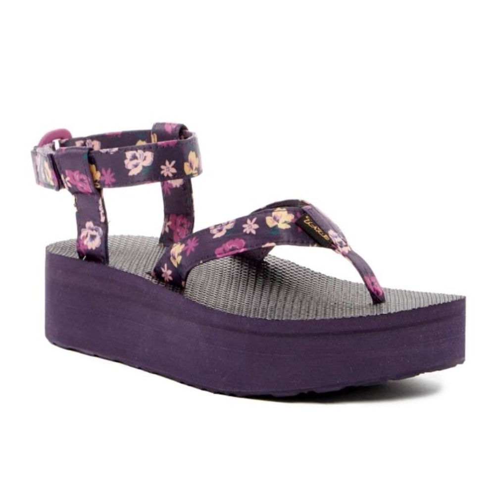 Teva platform sandals purple floral